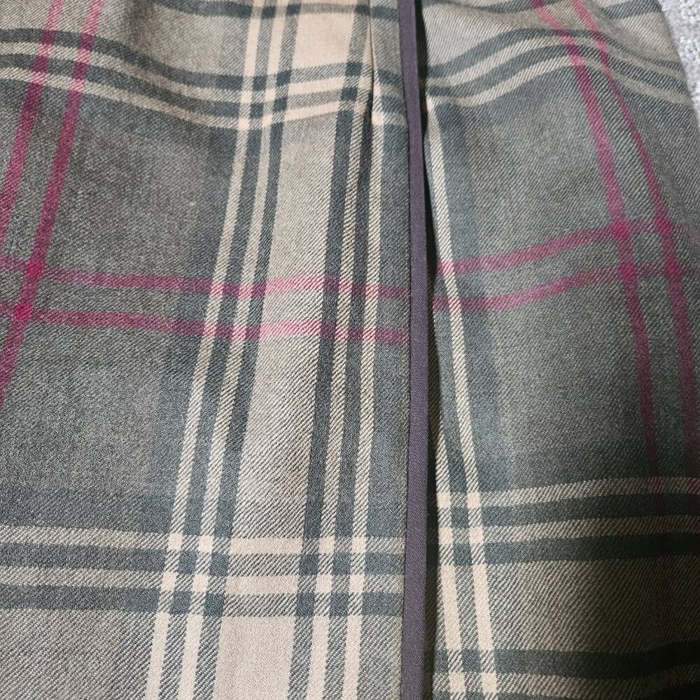 VTG Talbots Midi Skirt 100% Wool Women's SZ 14 Plaid Gray Preppy Academia Work - Picture 4 of 12